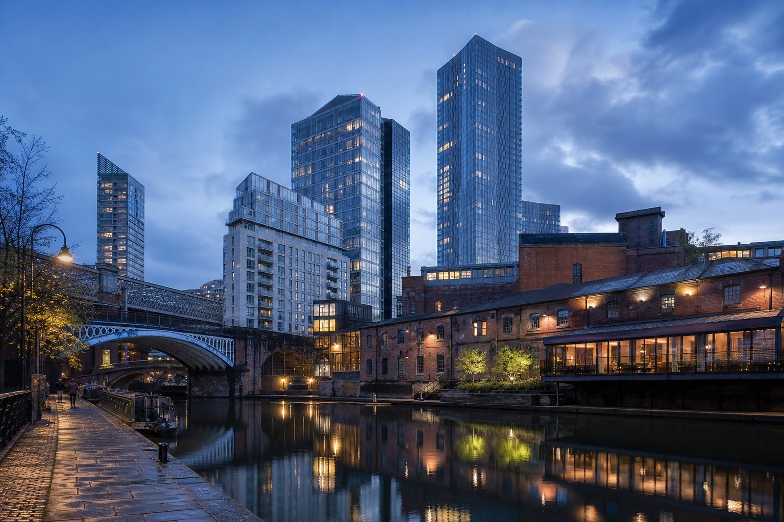 Manchester's modern commercial centre and canal heritage