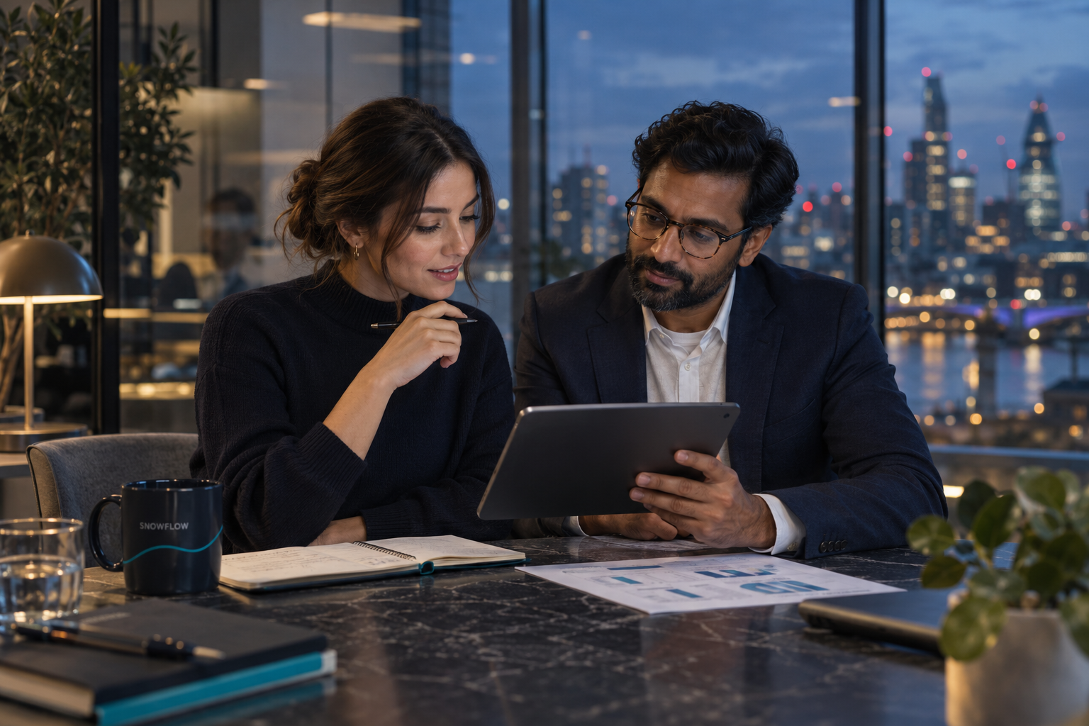 A finance and operations team reviewing company payment activity in a contemporary workspace